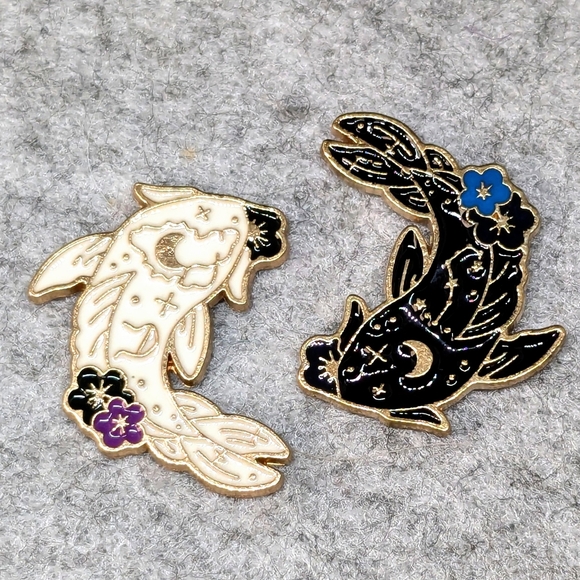 Yin Yang Koi Fish Pin Set - Picture 1 of 3